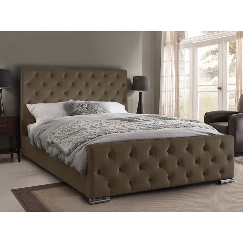 Carlos Upholstered Bed Frame, Mole, Double (4'6)