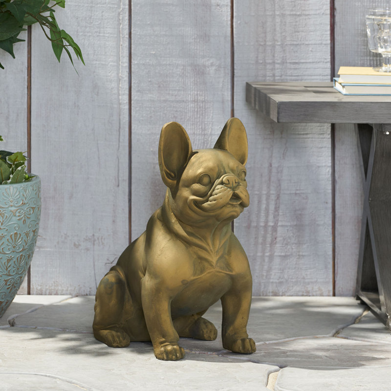 Statue de jardin d'extérieur bouledogue français d'extérieur, Or