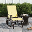 Fauteuil oscillant d'extérieur, fauteuil de patio avec structure en acier, beige