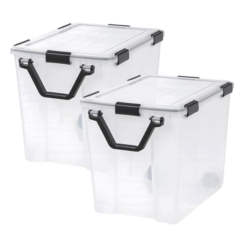  103 Qt Storage Bins Plastic Gasket Box with Tight Latching Lids, 2 Pack