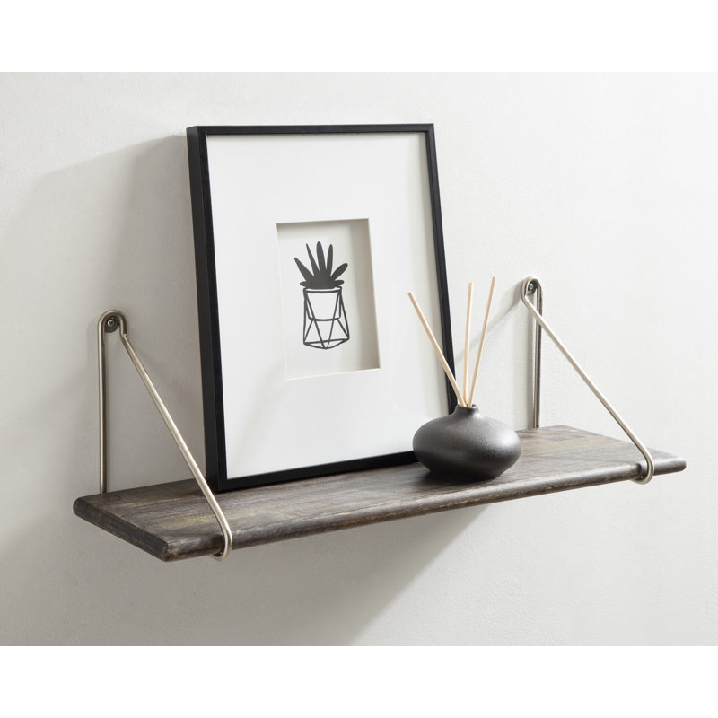 Mirabelle Floating Shelf, Graywash/Silver