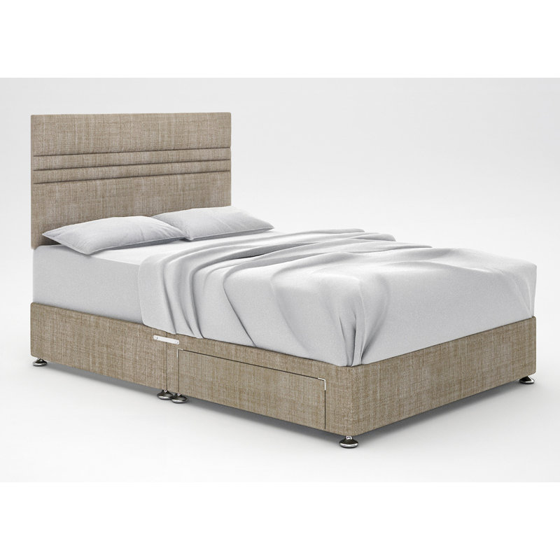 Ostara Upholstered Divan Bed, 2 Drawers, Sky, Small Double
