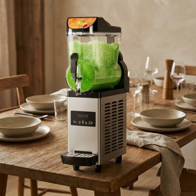 Commercial Slush Machine 15L, Dual Mode Frozen Drink Maker with Temperature Control, 450W Compressor, Stainless Steel Slushy Machine for Smoothies