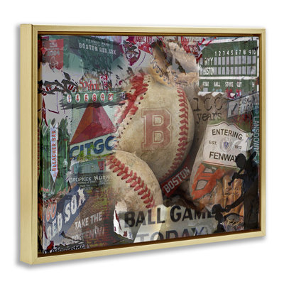  «Entring Fenway Baseball Collage», art mural encadré sur toile flottante par Graffi *ee Studios