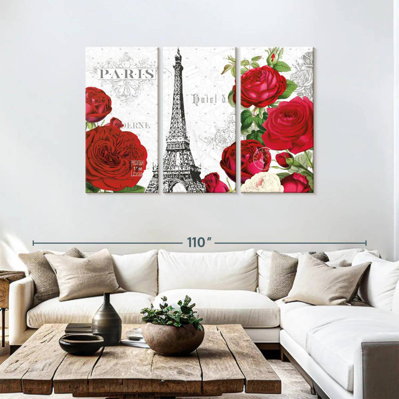 Lilie Rouge Paris I, H 48 po x l 74 po