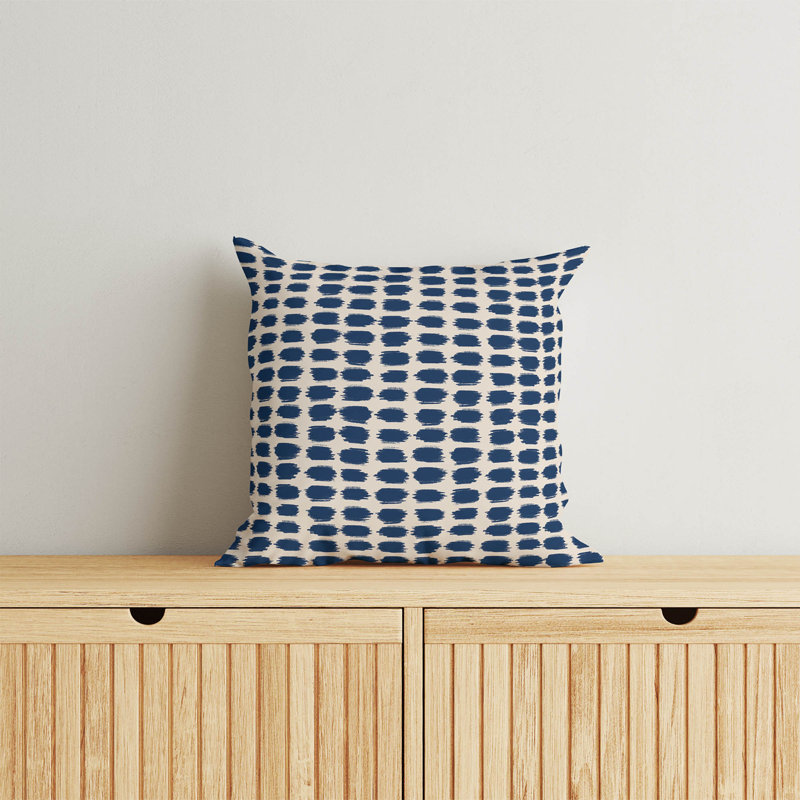 Coussin décoratif à pois, Carré 20 po, Marine