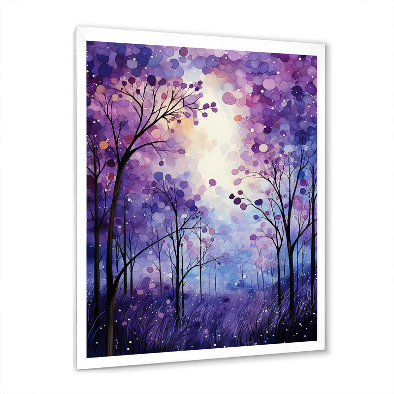 Macmahon Violet Serenade - reproduction d'art sur toile abstraite, H 32 po x l 16 po x P 1 po, Cadre simple blanc
