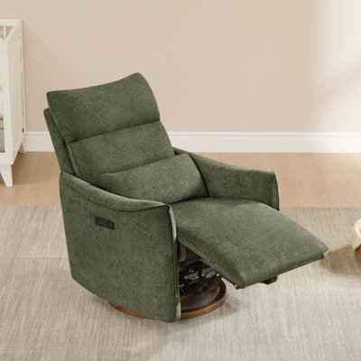 Dual-Motor Glider Swivel Power Recliner With Power Headrest And Removable Lumbar Pillow by Latitude Run