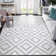 Geometric Machine Washable Rug for Living Room Bedroom Diamond Checkerboard Non-Slip Low Pile Rubber Backing Area Rug for Playroom Office Kitchen Dining Room Dorm and Bedside Decor
