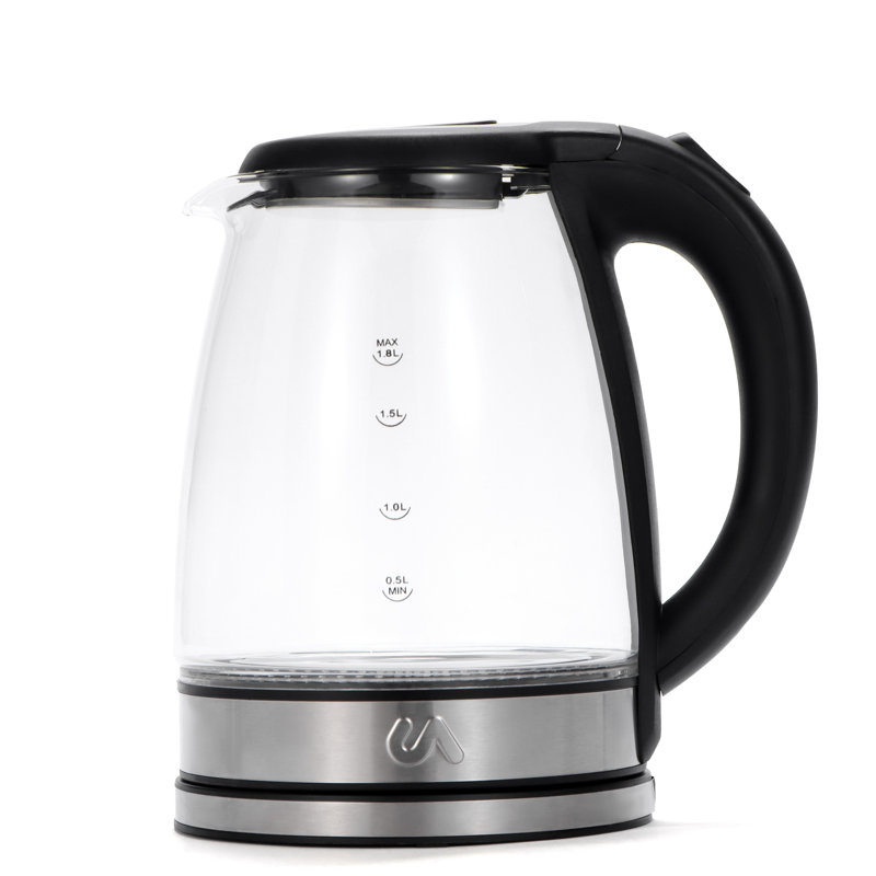 1.8L Glass and Stainless Steel Electric Tea Kettle with LED Light