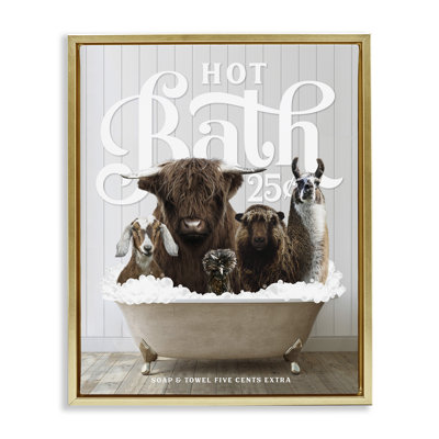 «Farm Animals In Bath», art mural sur toile flottante par lettré et doublé