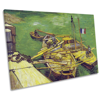 Vincent van Gogh Quay Unloading Sand Barges by Vincent Van Gogh - 1 Piece Wrapped Canvas Wall Art