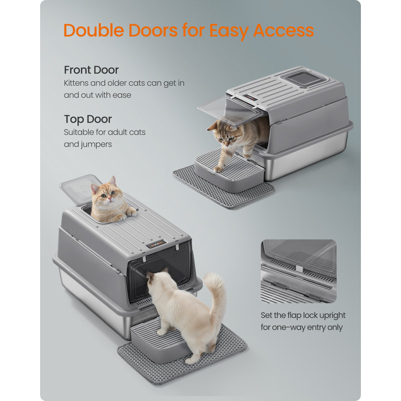 Stainless Steel Litter Box, Dove Grey