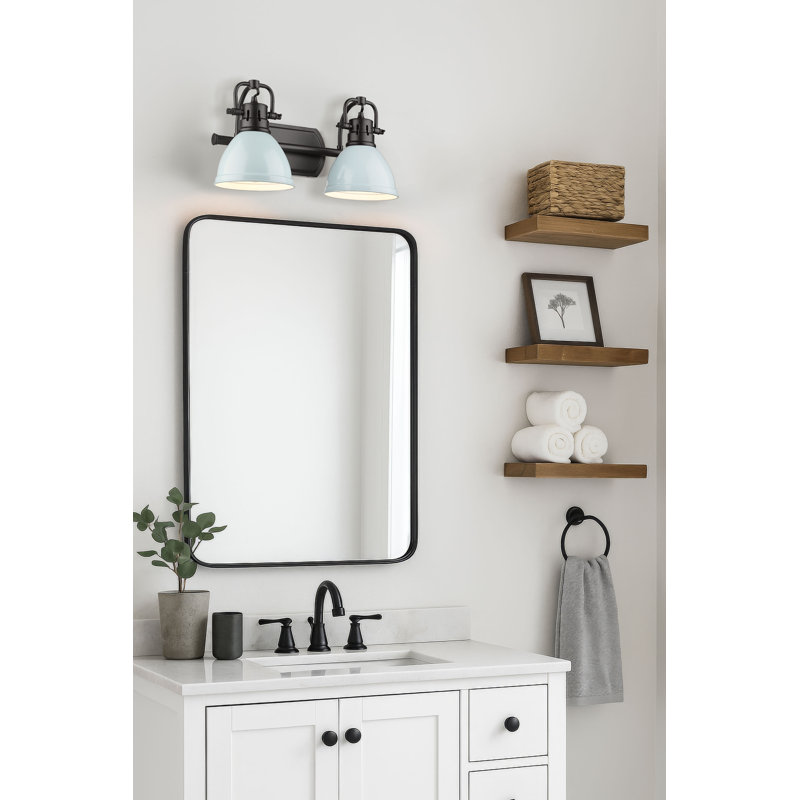 Drakeford Vanity Light, Matte Black, Seafoam, 2 Lights