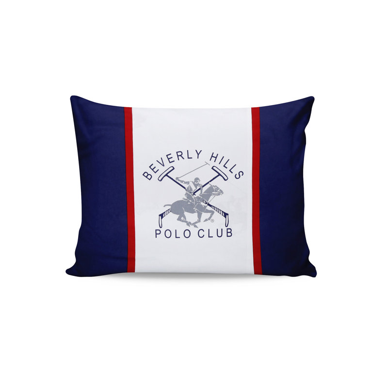 Taie d'oreiller 100% coton Bhpc, Bleu foncé/blanc
