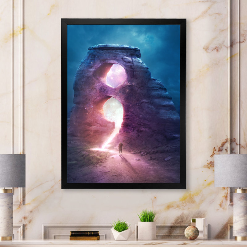 «Manappraches Glowing Mountain Game Art», art mural moderne sur toile, Cadre photo noir, H 20 po x l 12 po x P 1 po