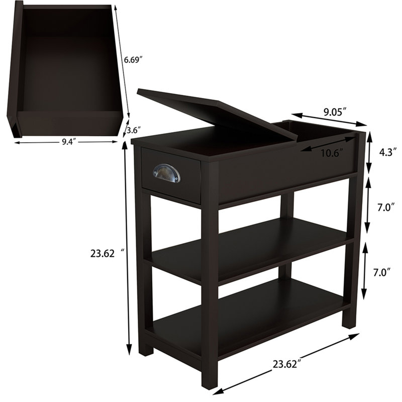 Table étroite avec tiroirs et cloison inférieure, Blanc