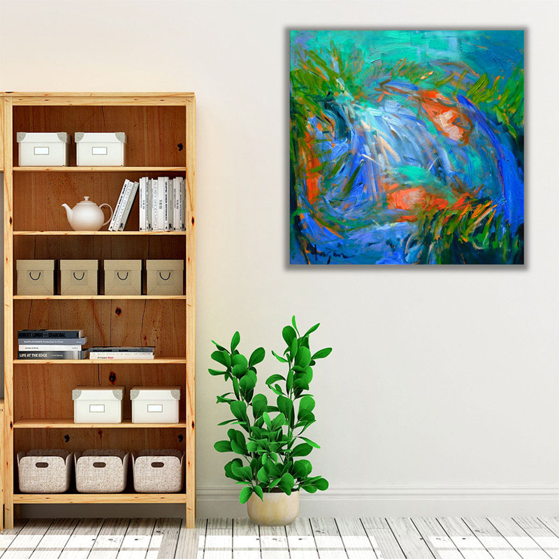 Koi II - reproduction d'art sur toile, H 12 po x l 12 po