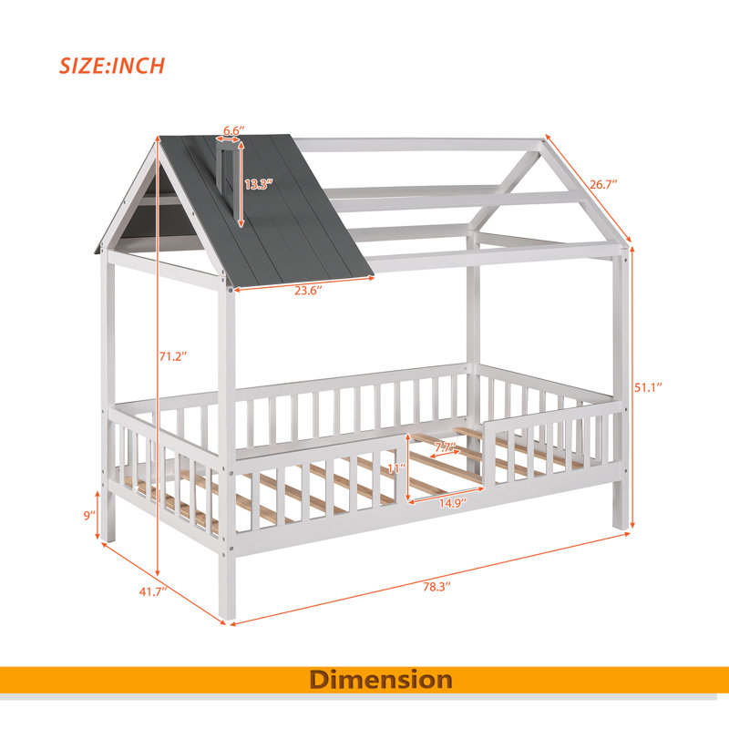 Lit simple en bois avec clôture
