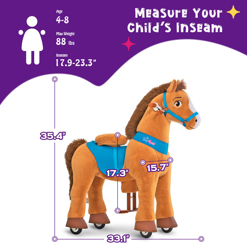 Model E Ride On Horse, Brun, H 35,4 po x l 15,7 po x P 33,1 po