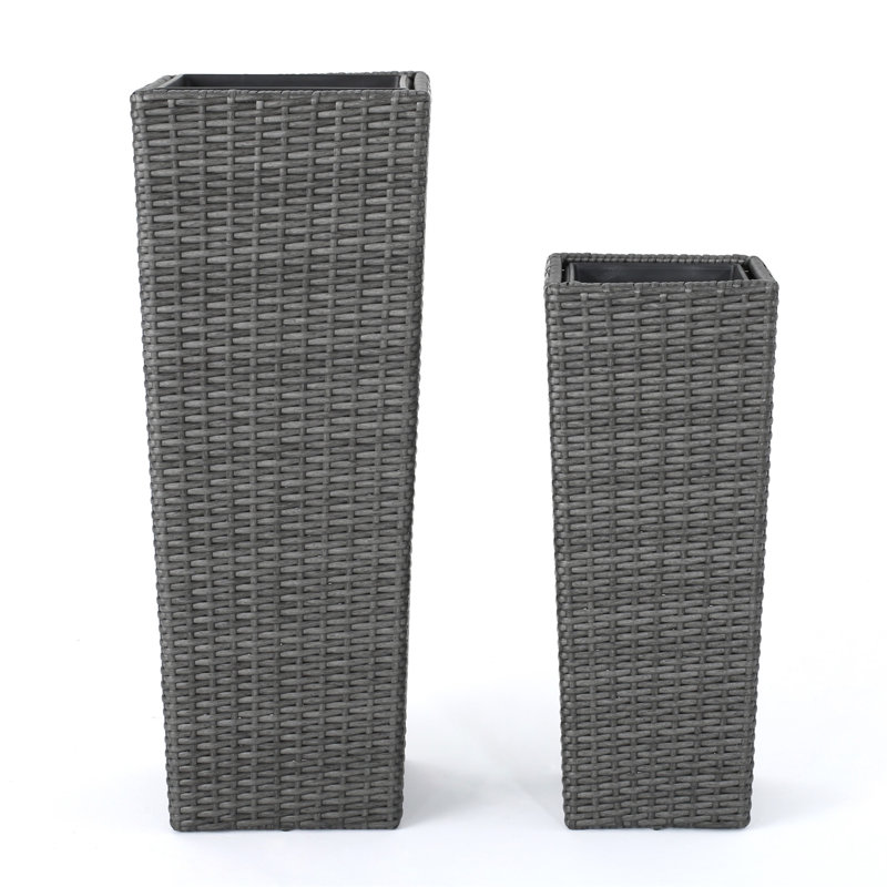 Rattan Flower Pot, Gray