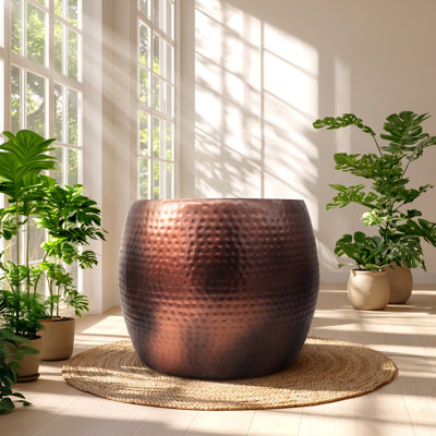 Table d'appoint en fer martelé brun et bronze 19,5 po x P 19,5 po x H 16 po