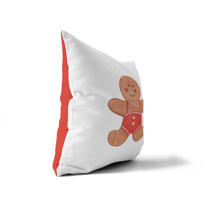 Watercolor Gingerbread Man Indoor Pillow with Removable Cover