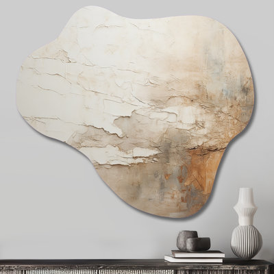 Beige et brun, peinture fusion - peinture abstraite de forme abstraite, décoration murale asymétrique en métal