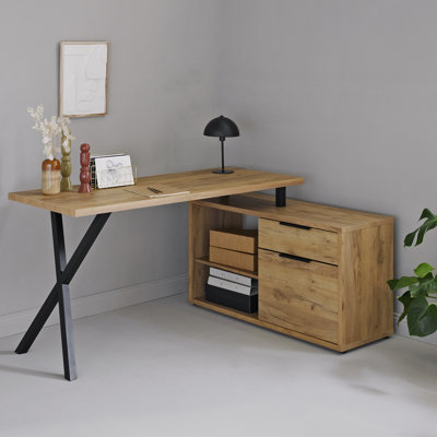 Adesuwa 150cm W L-Shaped Writing Desk with Cabinet