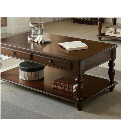 Table basse en noyer avec plateau relevable