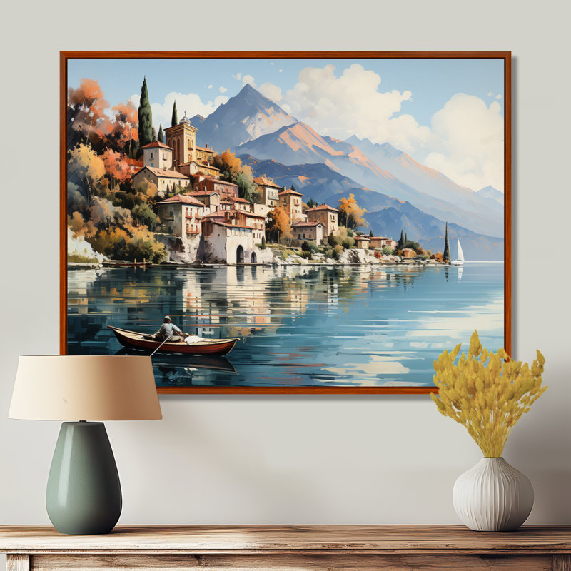 Italie, art mural sur toile, impression de voyage sur le lac de Côme - Italie sur le lac de Côme, H 12 po x l 20 po x P 1 po