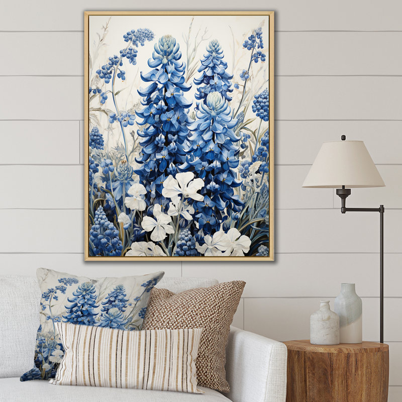 Blue Bonnets Simplicity Meadow I, reproduction d'art sur toile, H 32 po x l 16 po x P 1 po, Naturel