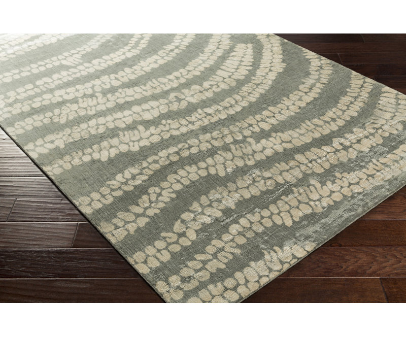 Tapis gris / ivoire touffeté à la main Villa Court, Tapis de couloir 2 pi 6 po x 8 pi