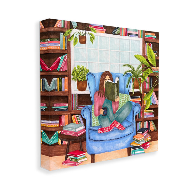 "Cozy Reading Corner" par Ale Saiz Studio sur, H 17 po x l 17 po x P 1,5 po, Toile tendue