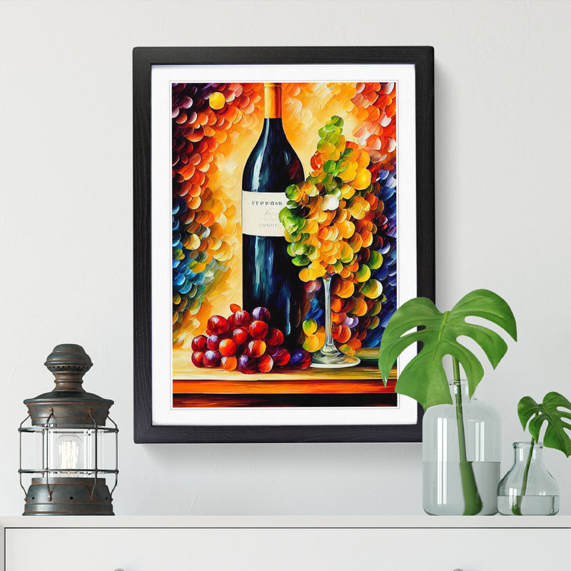 Wine Painting Vol.1 - Single Picture Frame Print, 34cm H x 25cm W x 2cm D, Walnut