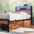 Twin Size Bed Frame With Metal Storage Headboard, Charging Outlets, Led Lighting, Stable Build, Under Smart Led, Bed, No Box Spring, Room-1486155564