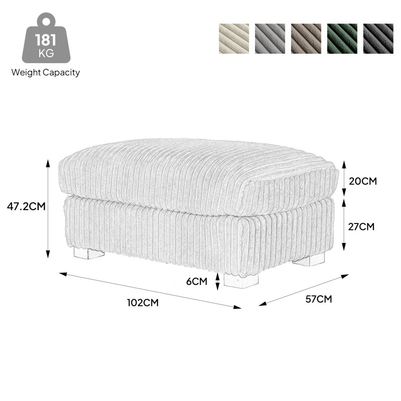 80.31cm Wide Rectangle Footstool Ottoman