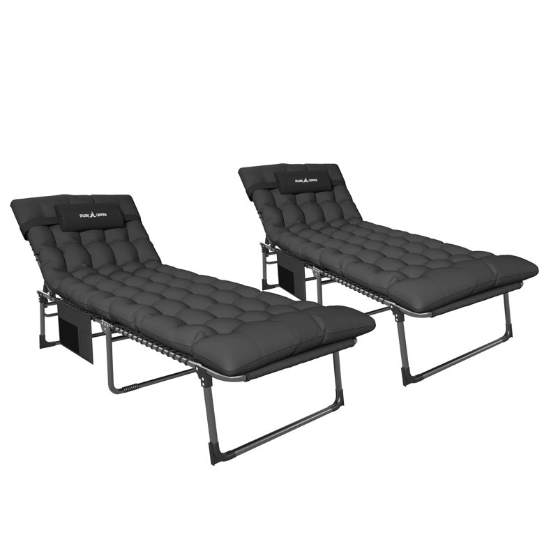 Chaise longue d'extérieur en acier, Noir
