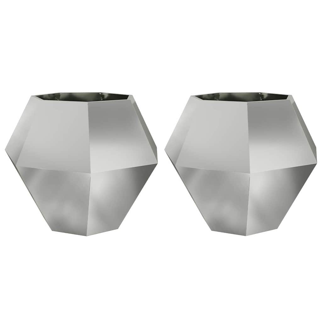 Planter 2 Pcs Silver Galvanised Steel
