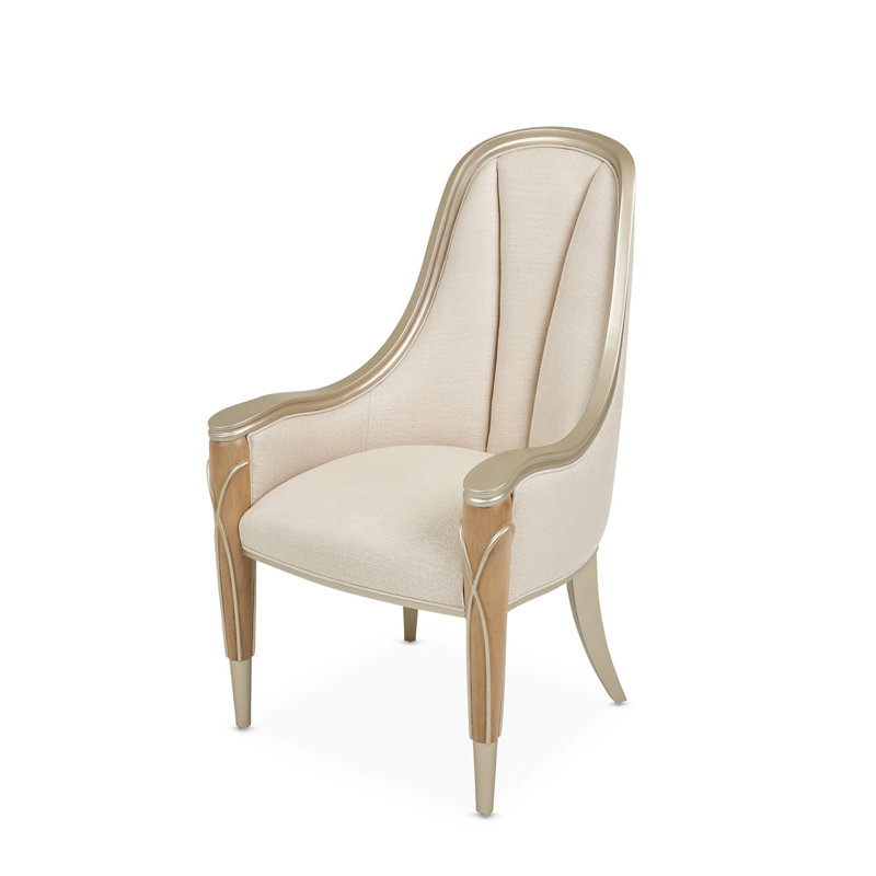 Chaise avec accoudoirs capitonnée Villa Cherie, Caramel