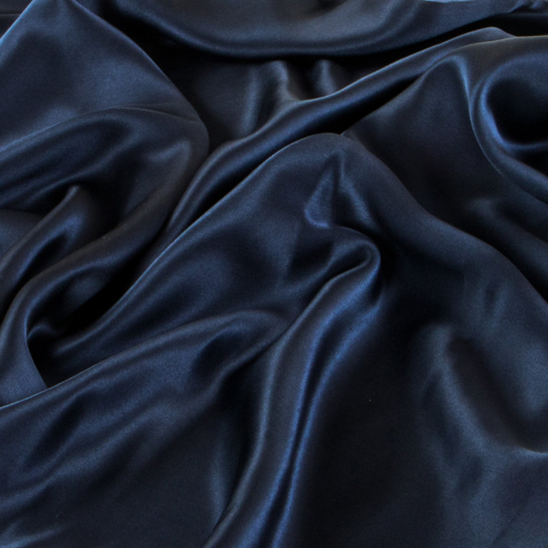 Zippered Natural Silk Pillowcase, Navy Blue, King Pillowcase