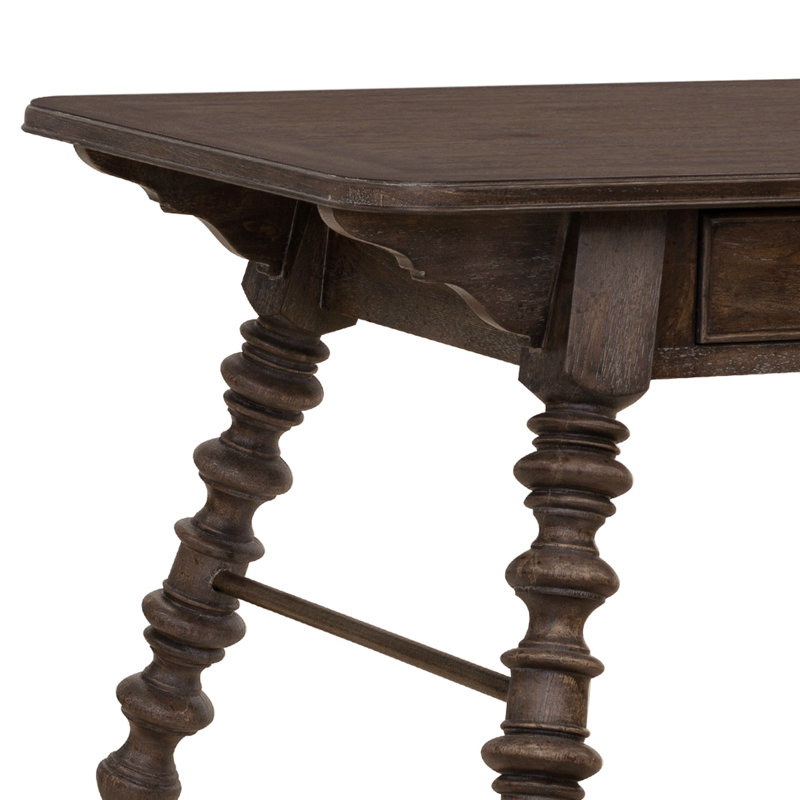 Chimney Smoke Brown Wood Writing Desk with Drawers
