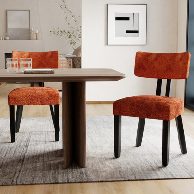 Chaises de salle à manger rembourrées en tissu 16,25 "de style Mid-Century