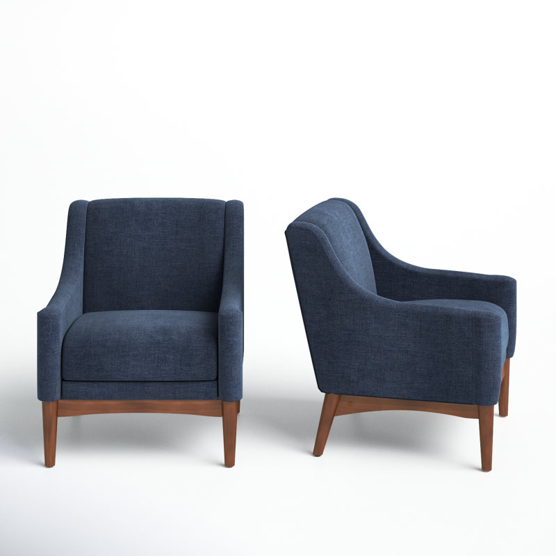 Arshanti 28.7" W Armchair With Solid Wood Legs, Navy