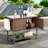 Outdoor Rolling Wicker Bar Cart With Stainless Steel Table Top, Storage Cabinet, Open Storage Space And Towel Rack