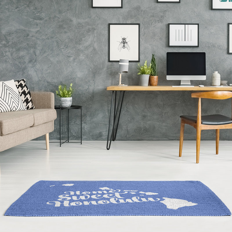 Tapis de la zone bleu hawaii honolulu, Rectangle 5 pi x 7 pi, Non