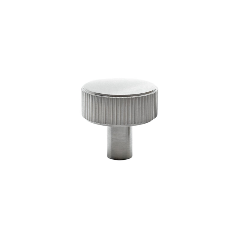 Ribbed Circle Knob, Satin Nickel
