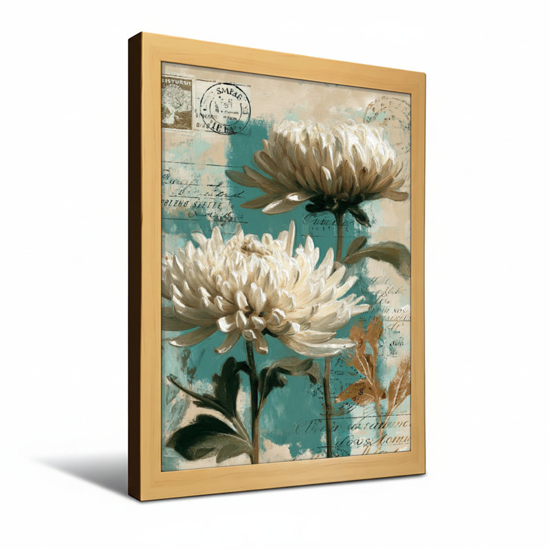 Plantes et fleurs, impression de carte postale florale rétro, H 18 po x l 12 po, Toile tendue, Ne s’applique pas