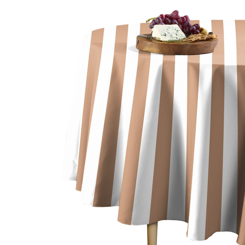 Sam Stripe Tablecloth, 84" L x 84" W, Khaki