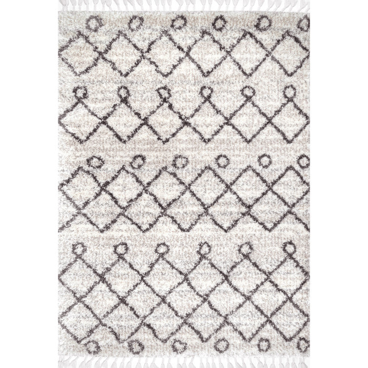 Tapis ivoire à motif géométrique Bibb